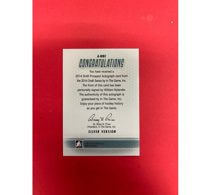 2013 IN THE GAME WILLIAM NYLANDER SILVER AUTOGRAPH