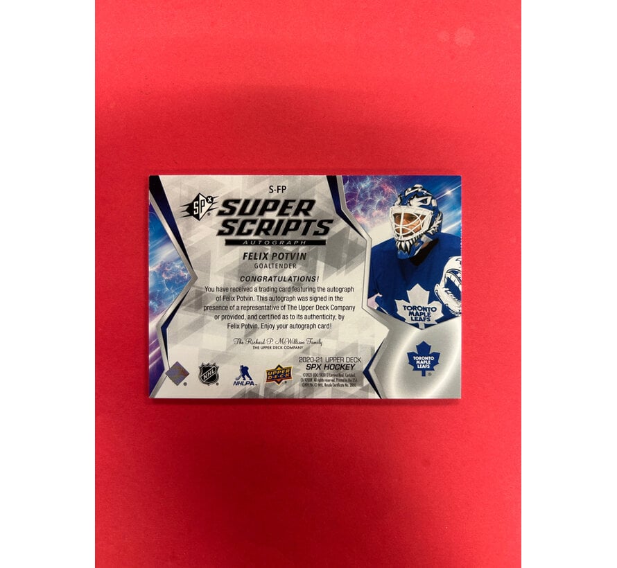 2020-21 UPPER DECK SPX FELIX POTVIN SUPER SCRIPTS