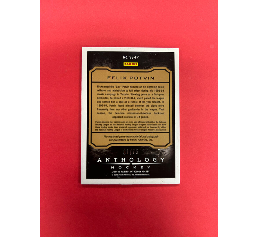 2014-15 PANINI ROOKIE ANTHOLOGY SIZEABLE SIGNATURES FELIX POTVIN 1/75