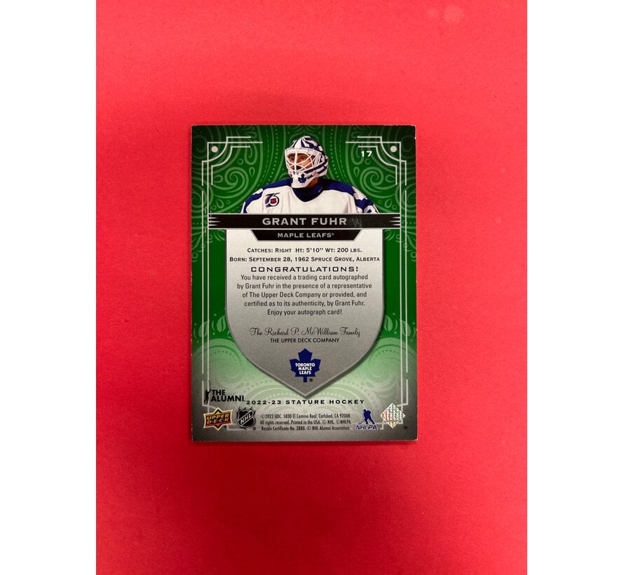 2022-23 UPPER DECK STATURE GRANT FUHR AUTOGRAPH GREEN /10