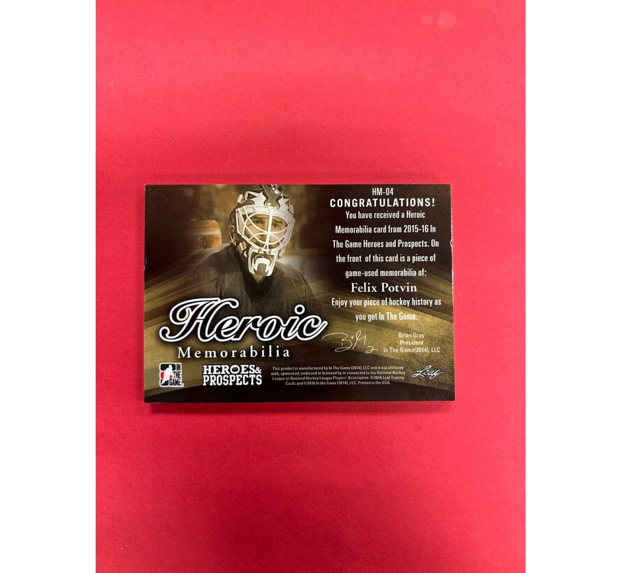 2015-16 IN THE GAME FELIX POTVIN HEROIC MEMORABILIA PATCH /5