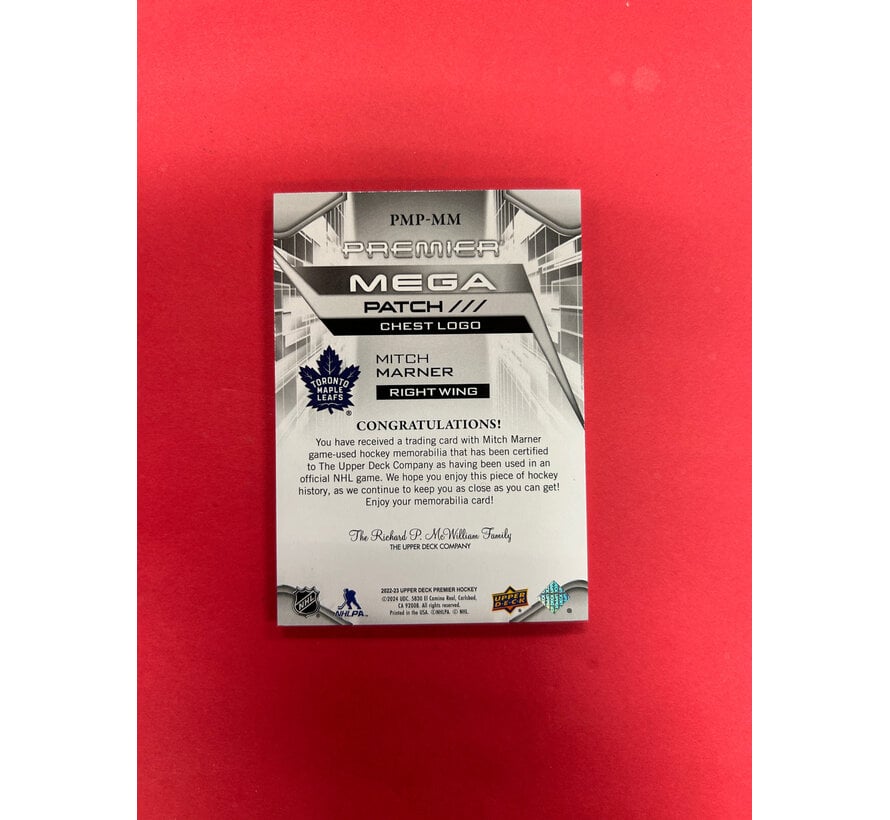 2022-23 UPPER DECK PREMIER MITCH MARNER MEGA PATCH /26 TIP OF LEAF