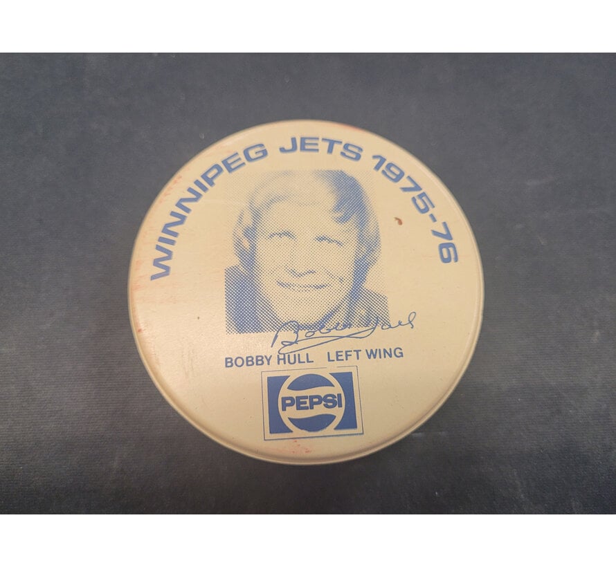 VINTAGE WINNIPEG JETS PUCK 1975-76 BOBBY HULL PEPSI