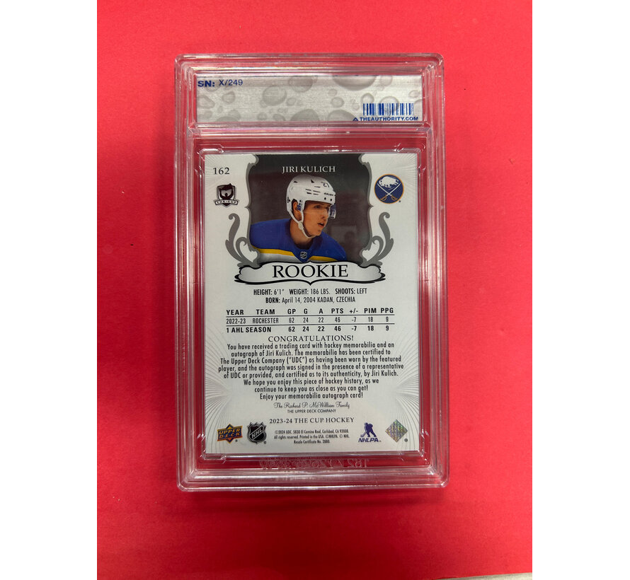 2023-24 UPPER DECK THE CUP JIRI KULICH ROOKIE AUTO PATCH /249