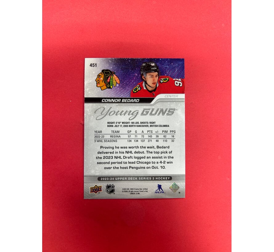 2023-24 UPPER DECK SERIES 2 CONNOR BEDARD YOUNG GUNS