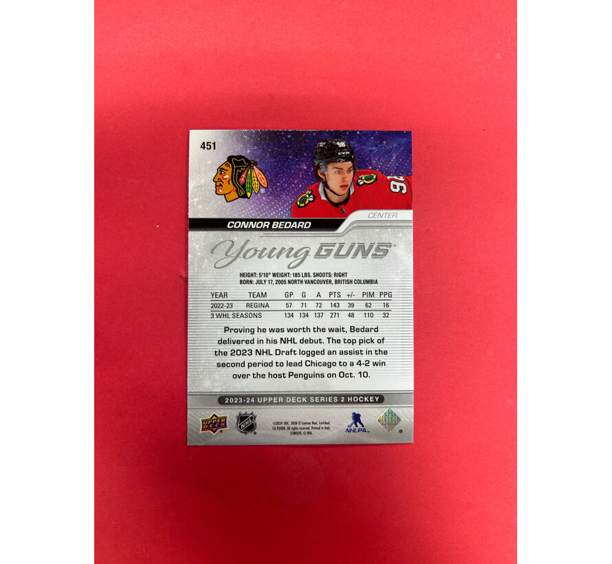 2023-24 UPPER DECK SERIES 2 CONNOR BEDARD YOUNG GUNS