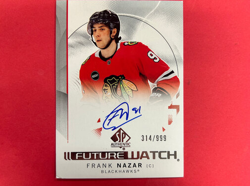 UPPER DECK 2024-25 SP AUTHENTIC FRANK NAZAR FUTURE WATCH AUTOGRAPH /999 CORNER DING