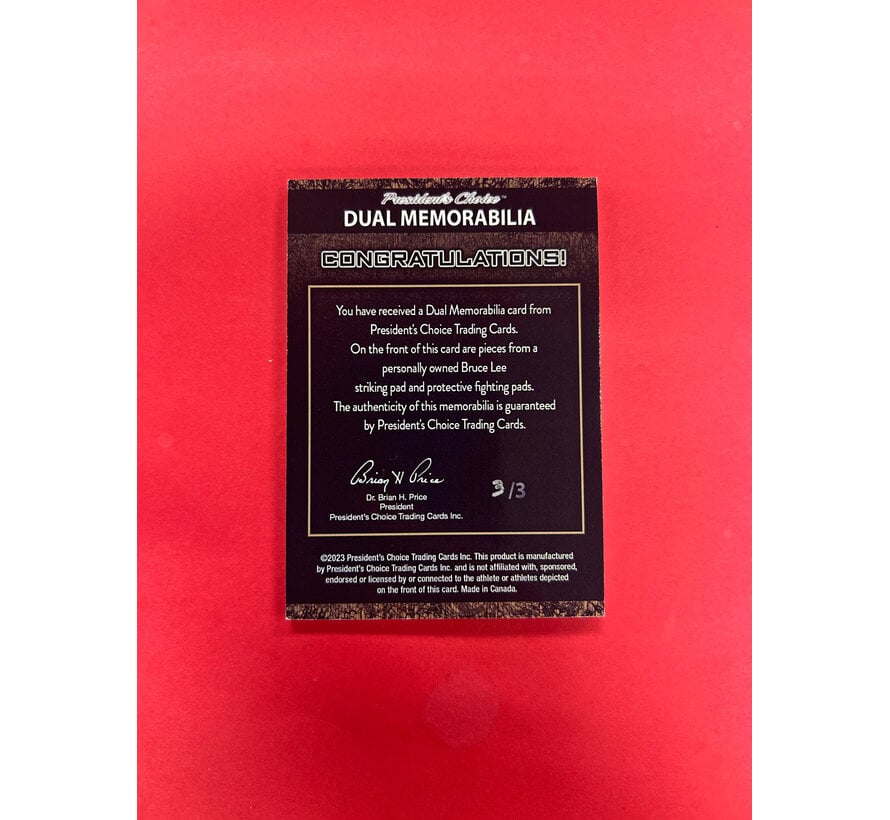 2023 PRESIDENTS CHOICE BRUCE LEE DUAL MEMORABILIA 3/3