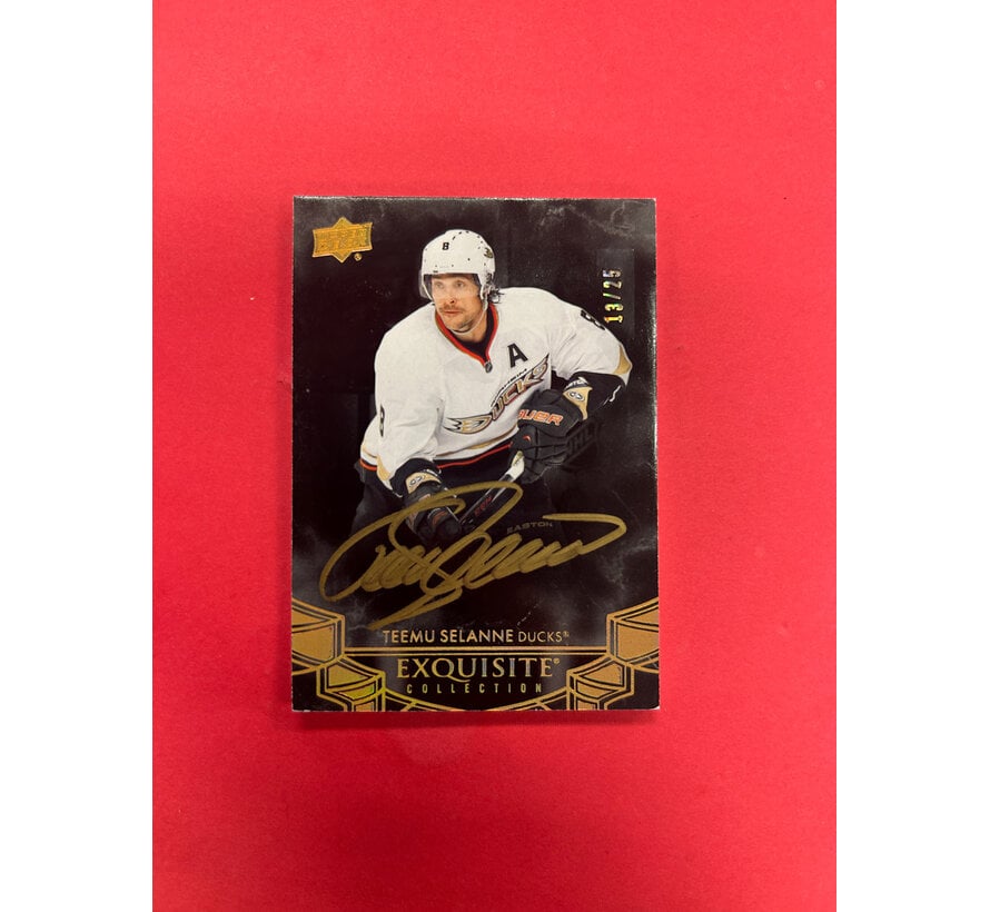 2024-25 UPPER DECK EXQUISITE COLLECTION TEEMU SELANNE GOLD AUTO /25