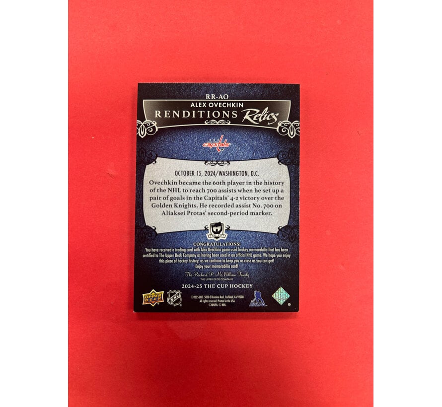2024-25 UPPER DECK THE CUP ALEX OVECHKIN RENDITION RELICS PATCH /10
