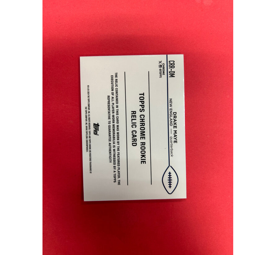 2024 TOPPS CHROME NFL DRAKE MAYE ROOKIE JERSEY