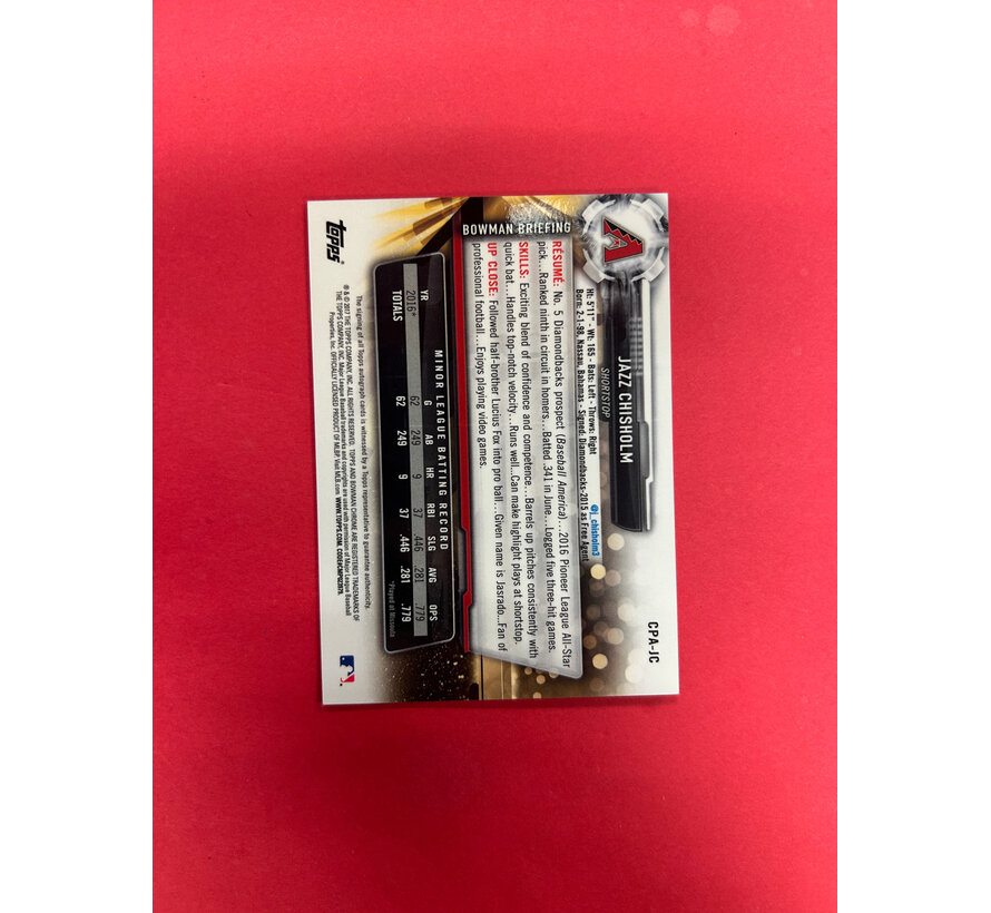 2017 BOWMAN CHROME JAZZ CHISHOLM 1ST BOWMAN ROOKIE AUTO