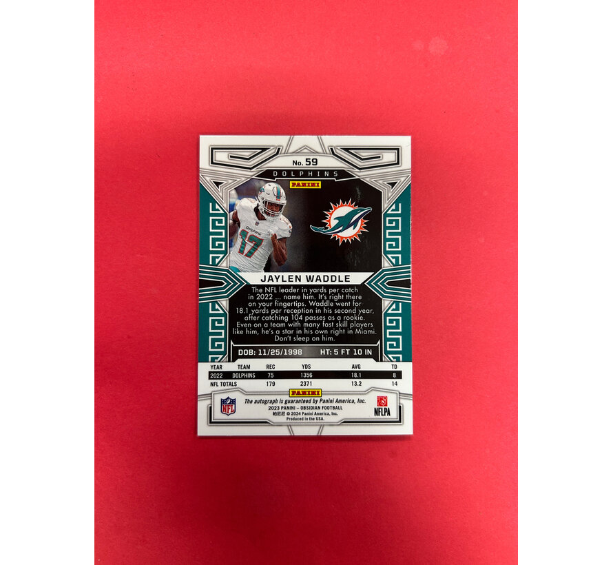 2023 PANINI OBSIDIAN FOOTBALL JAYLEN WADDLE OBSIDIAN AUTOGRAPHS