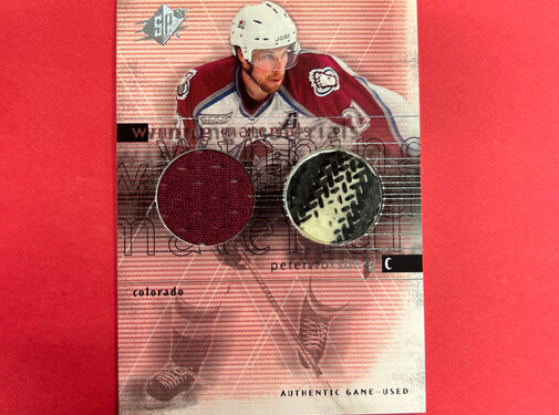 UPPER DECK 2000 UPPER DECK SPX PETER FORSBERG WINNING MATERIALS PUCK JERSEY