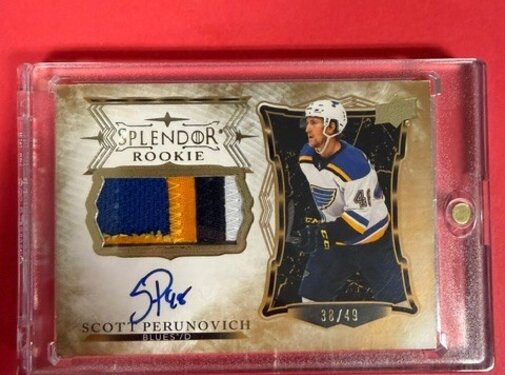 UPPER DECK 2021-22 SPLENDOR ROOKIE PATCH AUTO SCOTT PERUNOVICH 38/49 #SP-SP