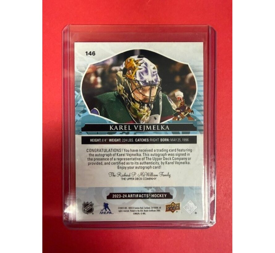 2023-24 ARTIACTS BLACK AUTO KAREL VEJMELKA 2/5 #146