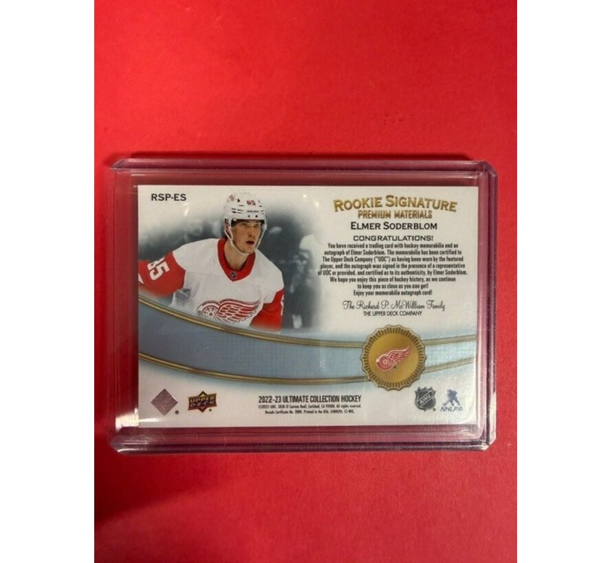 2022-23 ULTIMATE ROOKIUE SIGNATURE PREMIUM MATERIALS ELMER SODERBLOM 54/65 #RSP-ES