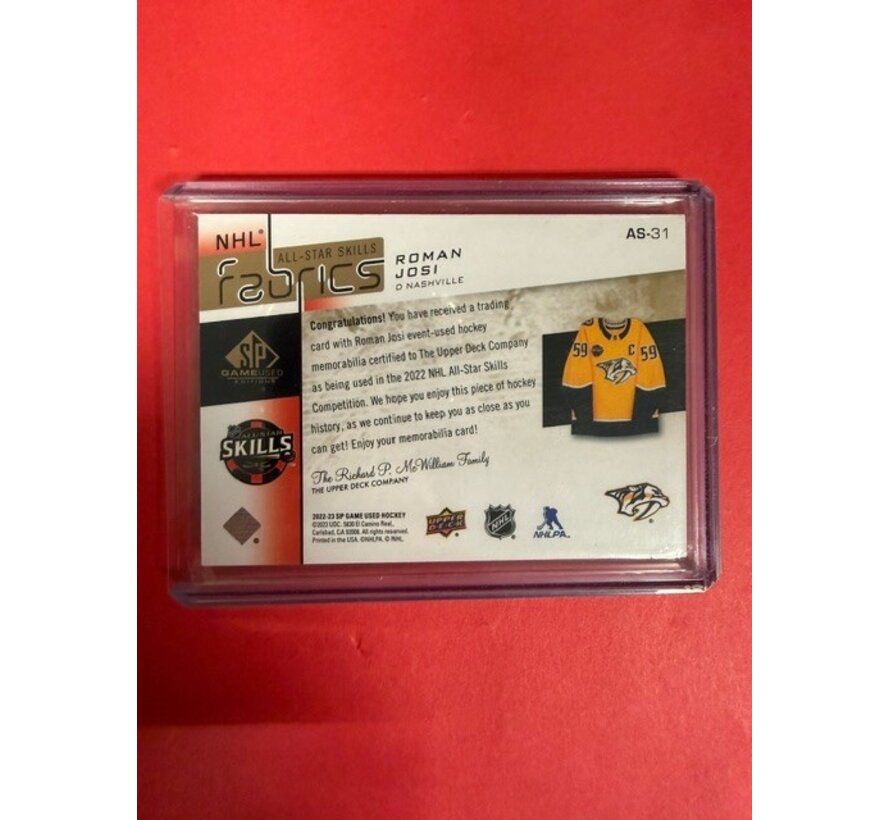 2022-23 SP GAME USED NHL FABRICS ALL STAR ROMAN JOSI 13/49 #AS-31