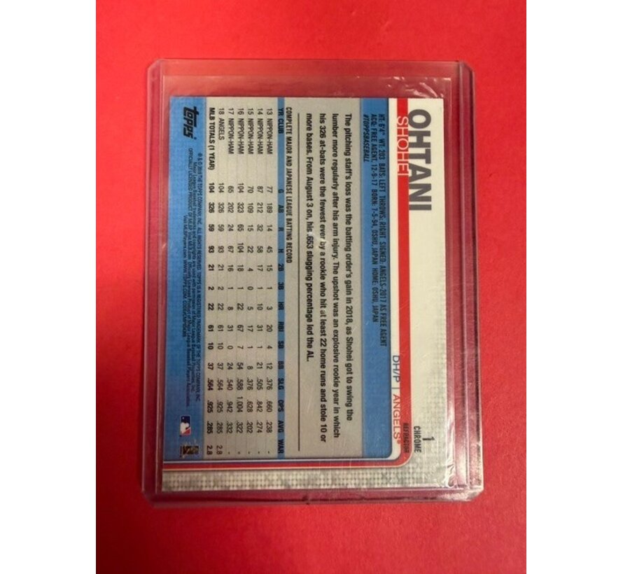 2019 TOPPS CHROME PINK REFRACTOR SHOHEI OHTANI #1