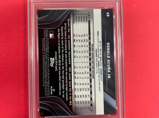 TOPPS 2023 TOPPS CHROME BLACK RONALD ACUNA JR GREEN /99 PSA GRADED 9
