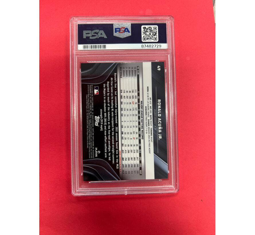 2023 TOPPS CHROME BLACK RONALD ACUNA JR GREEN /99 PSA GRADED 9