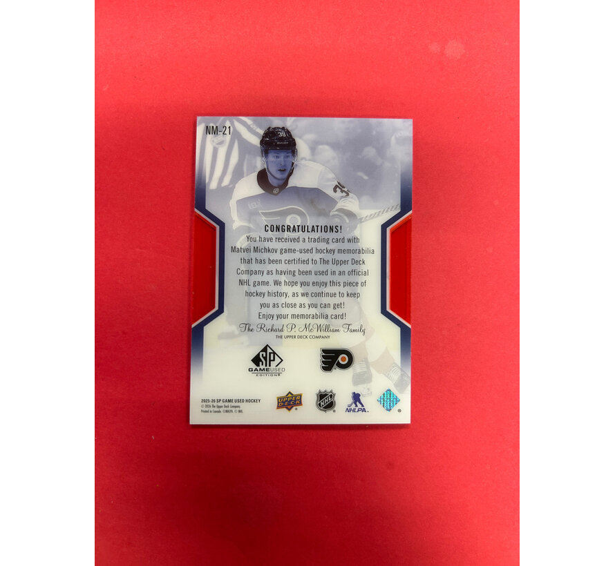 2025-26 SP GAME USED MATVEI MICHKOV MASTERS JERSEY /199