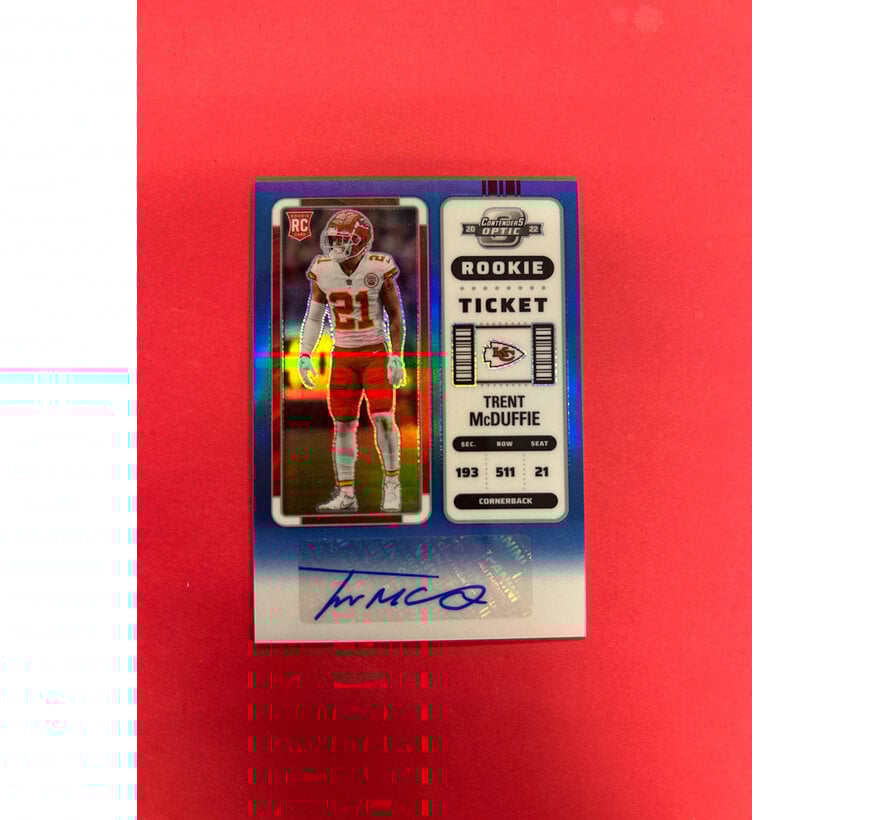 2022 PANINI CONTENDERS TRENT MCDUFFIE ROOKIE AUTO TICKET BLUE /75