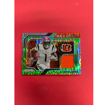 PANINI 2021 PANINI PRIZM JAMARR CHASE PREMIER JERSEYS GREEN PULSAR ROOKIE