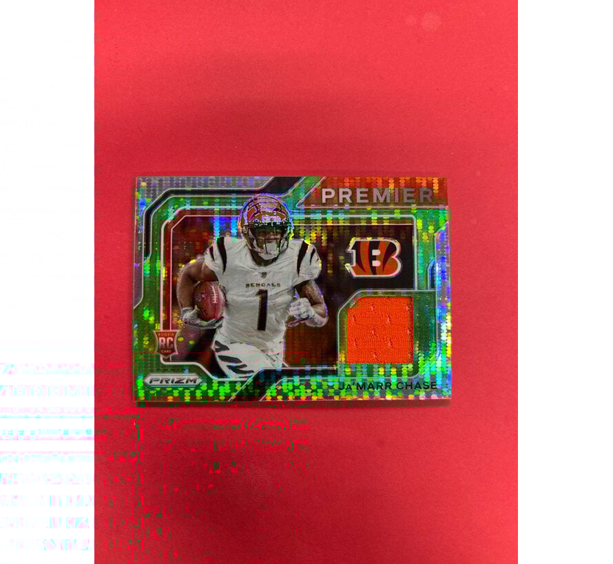 2021 PANINI PRIZM JAMARR CHASE PREMIER JERSEYS GREEN PULSAR ROOKIE