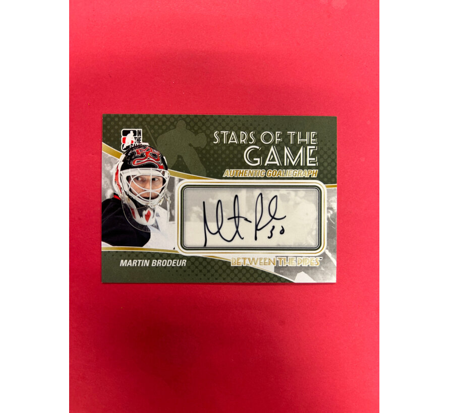 2010-11 IN THE GAME BETWEEN THE PIPES MARTIN BRODEUR AUTOGRAPH