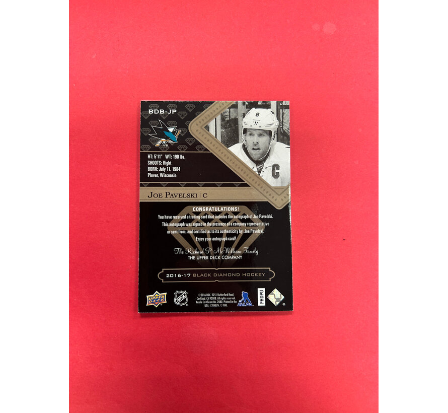 2016-17 UPPER DECK BLACK DIAMOND JOE PAVELSKI AUTO /99