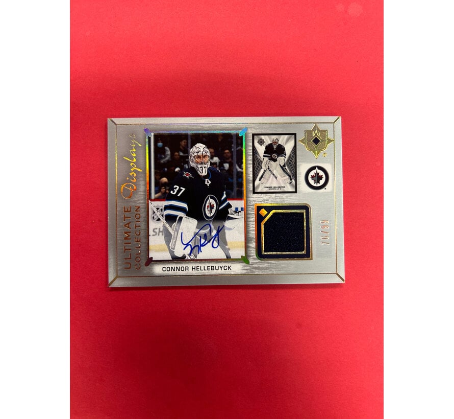 2021-22 UPPER DECK ULTIMATE COLLECTION CONNOR HELLEBUYCK COLLECTION JERSEY AUTO /99