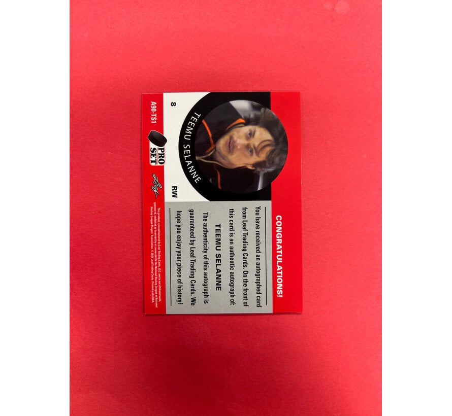 2021 LEAF PRO SET TEEMU SELANNE AUTOGRAPH 3/3