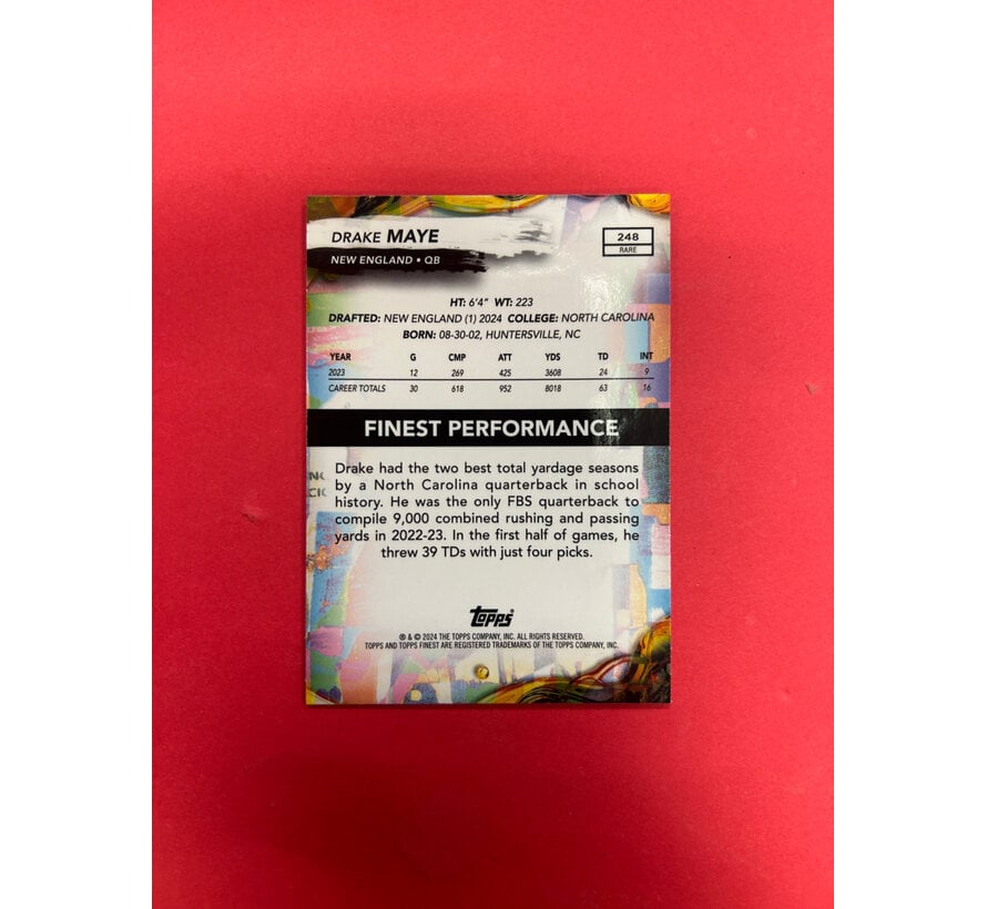 2024 TOPPS FINEST DRAKE MAYE RARE ROOKIE