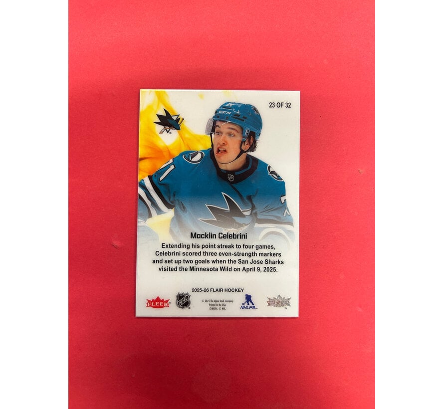 2025-26 UPPER DECK FLAIR MACKLIN CELEBRINI HOT HUES