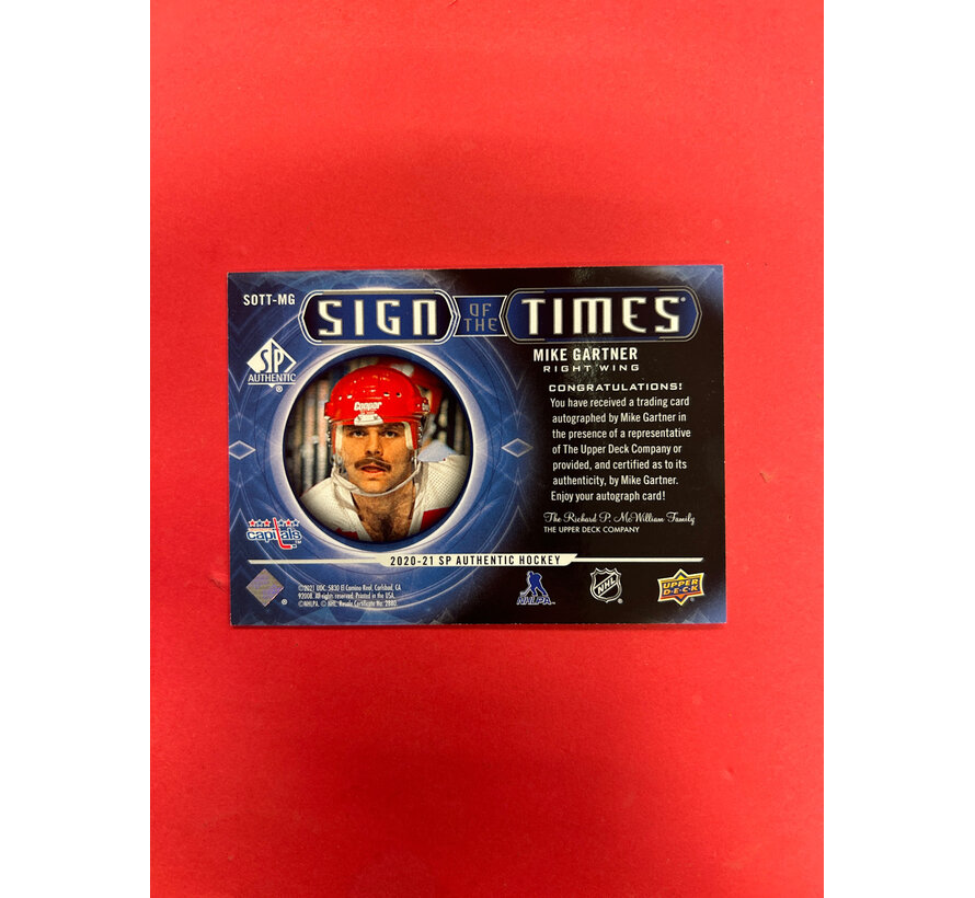 2020-21 SP AUTHENTIC MIKE GARTNER SIGN OF THE TIMES BLACK 1/15 INSCRIBED