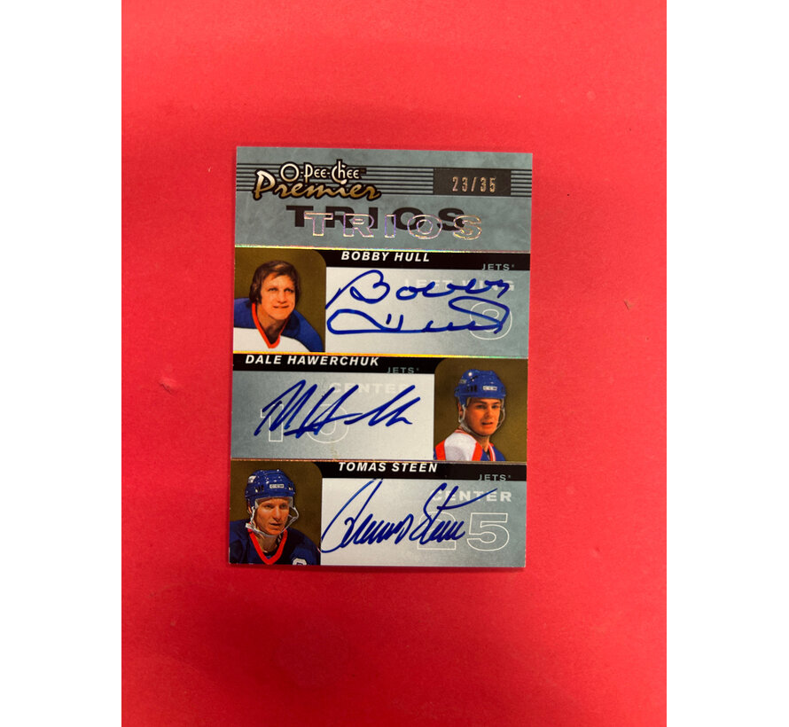 2007-08 O-PEE-CHEE PREMIER HULL/ HAWERCHUK/ STEEN TRIOS AUTOGRAPH /35