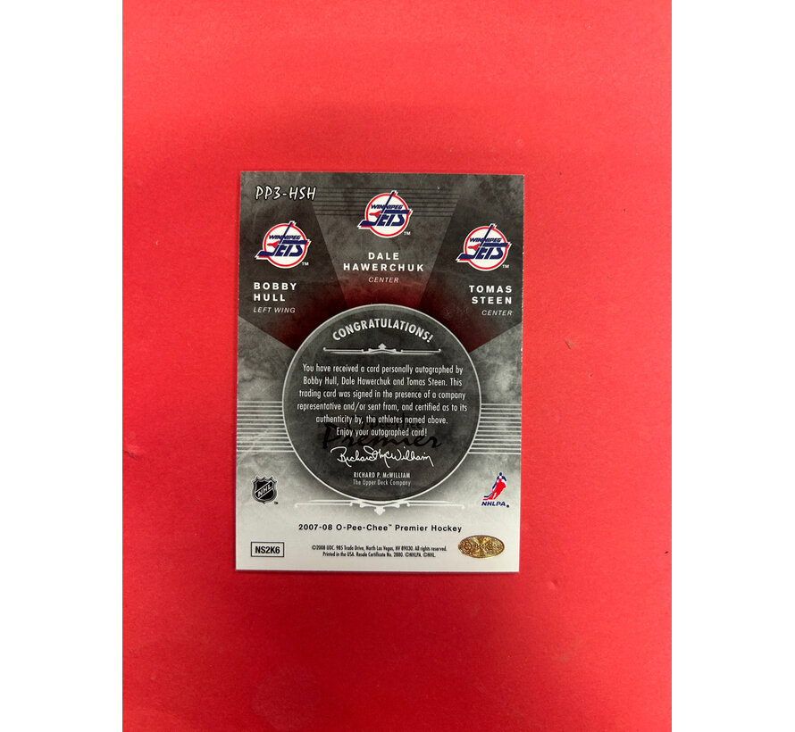 2007-08 O-PEE-CHEE PREMIER HULL/ HAWERCHUK/ STEEN TRIOS AUTOGRAPH /35