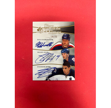 UPPER DECK 2011-12 SP AUTHENTIC SIGN OF THE TIMES TRIPLE HAWERCHUK / DOAN/ KANE /25