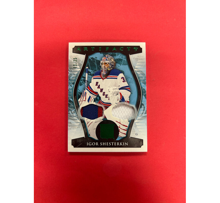 2023-24 UPPER DECK ARTIFACTS IGOR SHESTERKIN DUAL PATCH EMERALD /35