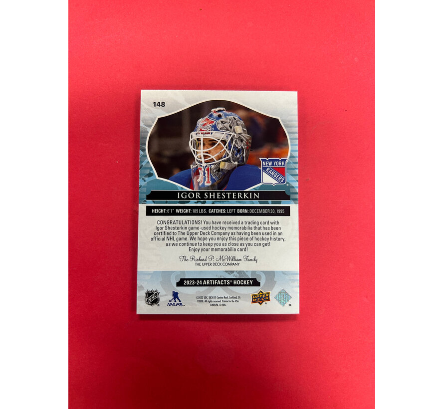 2023-24 UPPER DECK ARTIFACTS IGOR SHESTERKIN DUAL PATCH EMERALD /35