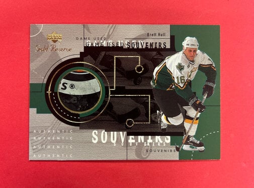 UPPER DECK 2000 UPPER DECK GOLD RESERVE BRETT HULL SOUVENIERS PUCK