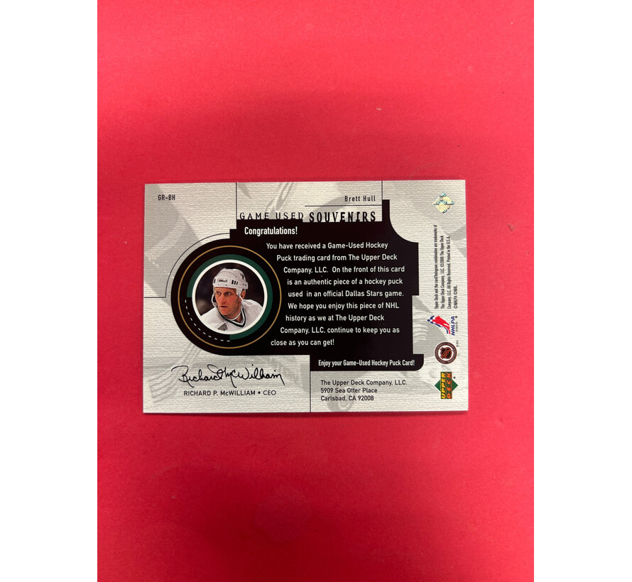 2000 UPPER DECK GOLD RESERVE BRETT HULL SOUVENIERS PUCK