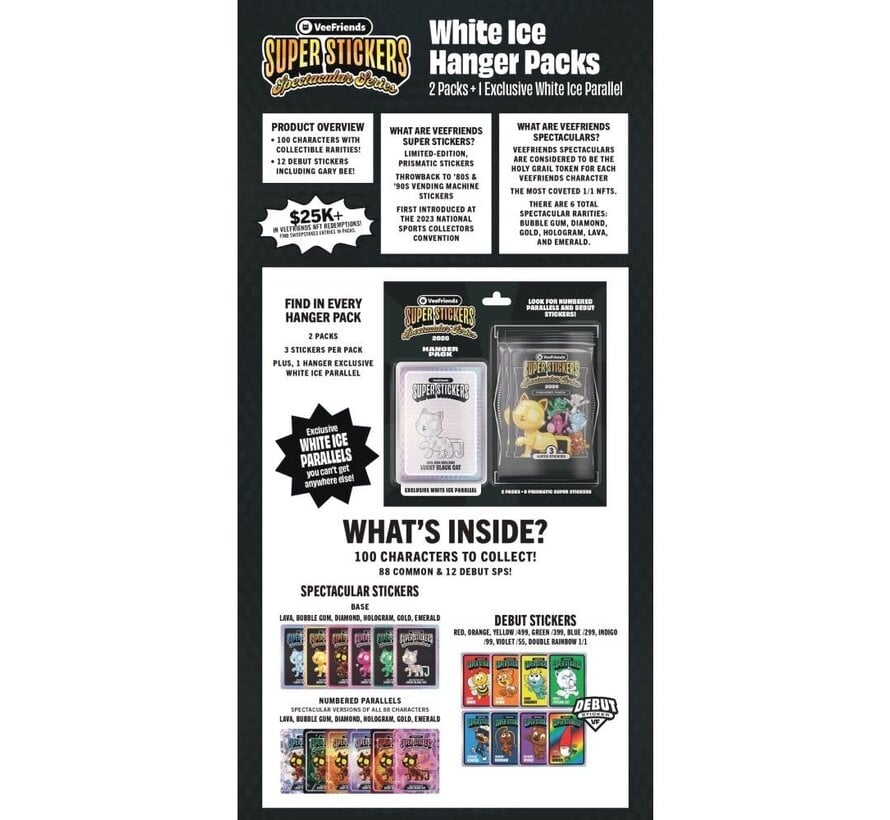 VEEFRIENDS SUPER STICKER: SPECTACULAR SERIES WHITE ICE HANGER PACK
