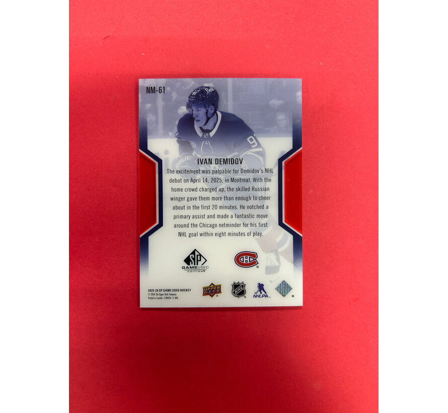 2025-26 SP GAME USED IVAN DEMIDOV NHL MASTERS 299/299