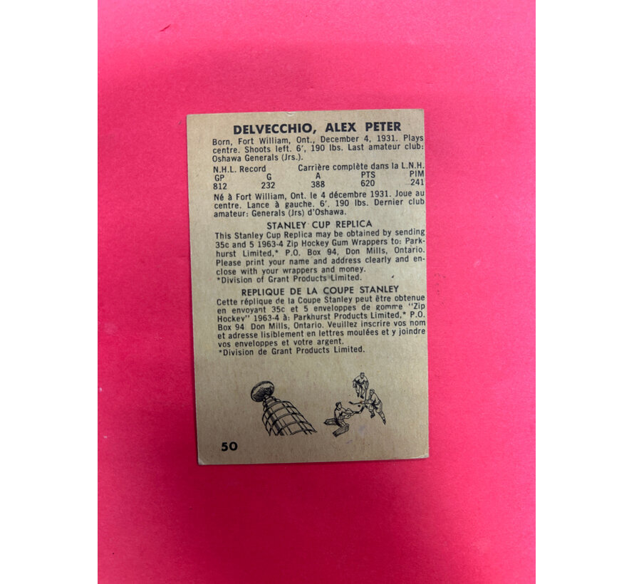 1963-64 PARKHURST ALEX DELVECCHIO #50