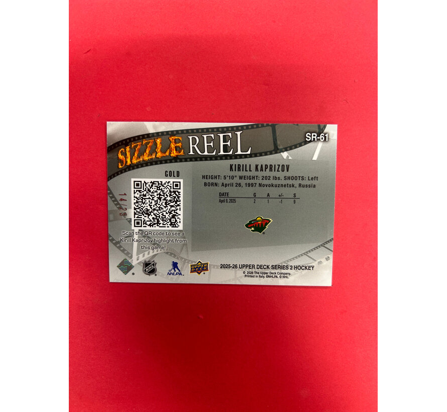 2025-26 UPPER DECK SERIES 2 KIRILL KAPRIZOV SIZZEL REEL GOLD /25