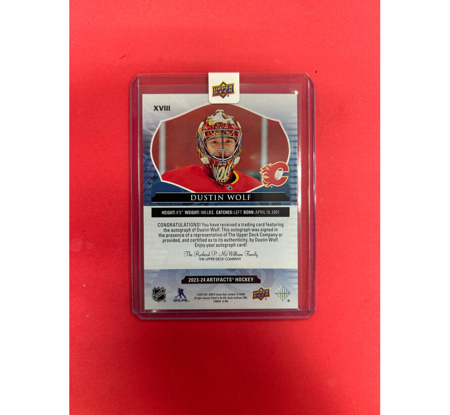 2023-24 UPPER DECK ARTIFACTS DUSTIN WOLF ROOKIE AUTOGRAPH REDEEMED