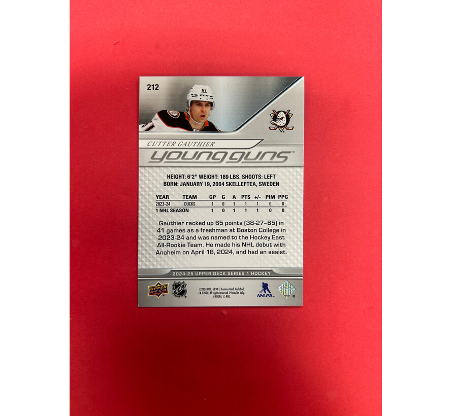 2024-25 UPPER DECK SERIES 1 CUTTER GAUTHIER YOUNG GUNS