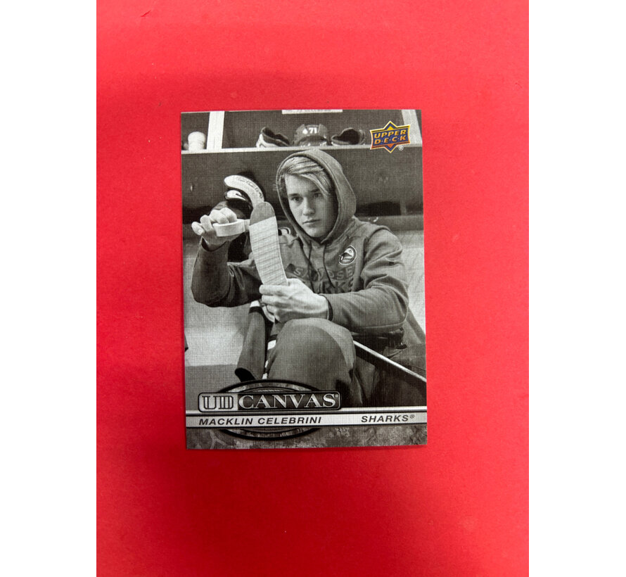 2025-26 UPPER DECK SERIES 2 MACKLIN CELEBRINI CANVAS BLACK AND WHITE SP
